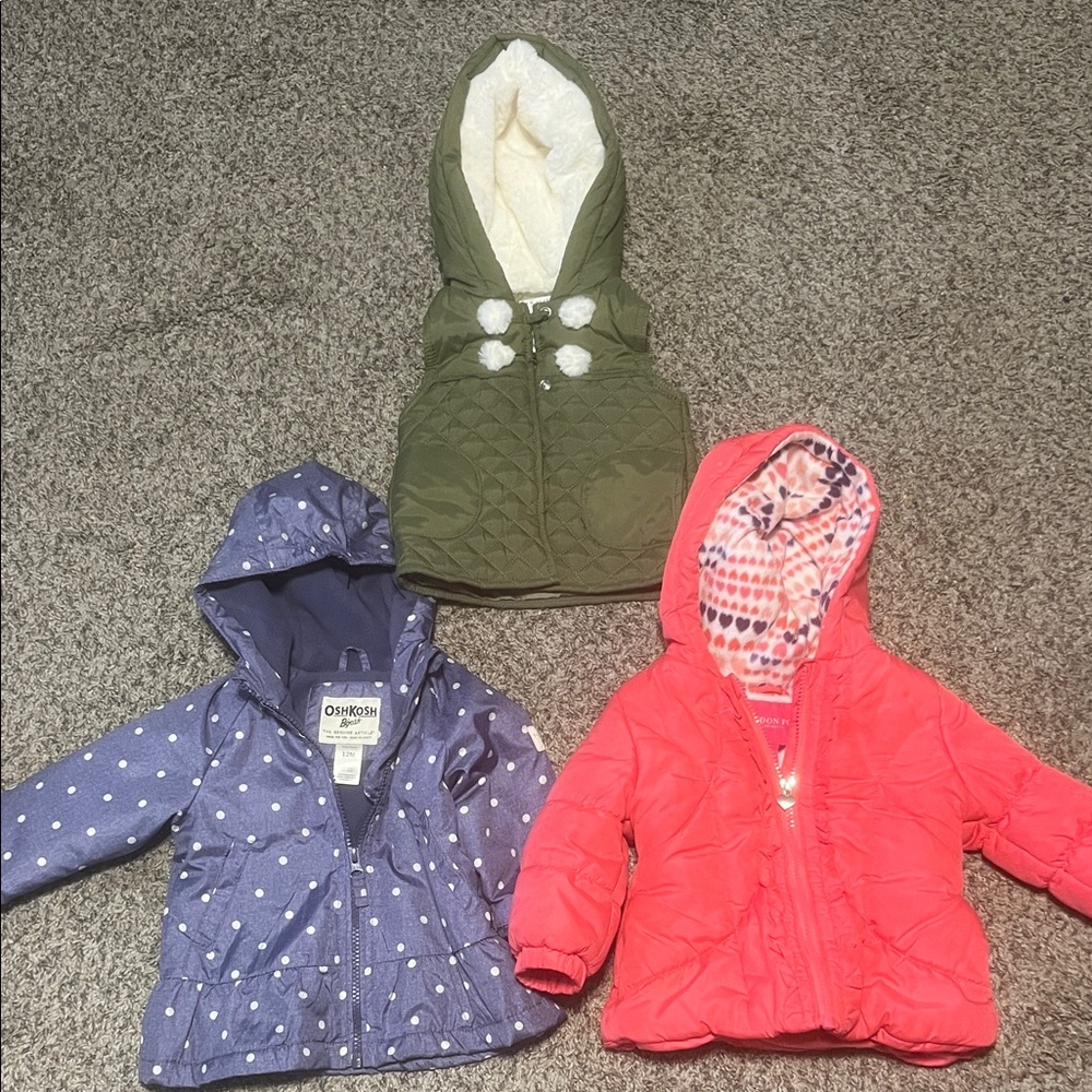 OshKosh B'gosh Kids Puffers - Green, Blue, Pink